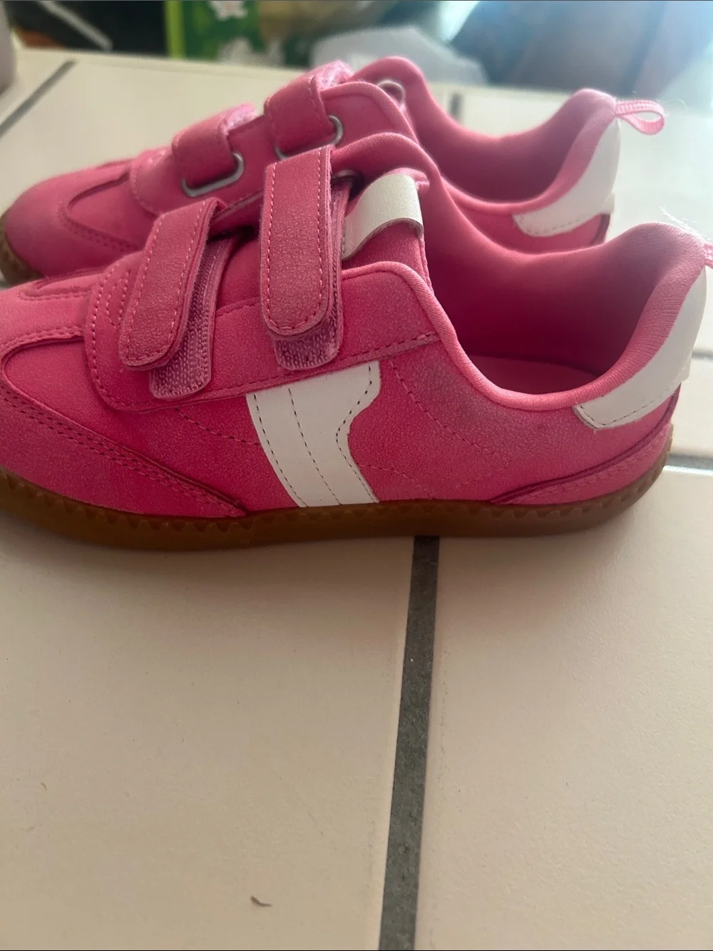 wonder nation Pink Velcro Sneakers with White Accent